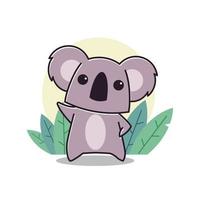 Adorable Koala Standing Waving Hand Animal Zoo Flat Cartoon Character vector