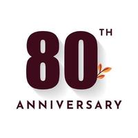 80 Years Anniversary with leaf illustration template design vector