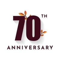 70 Years Anniversary with leaf illustration template design vector