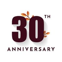 30 Years Anniversary with leaf illustration template design vector