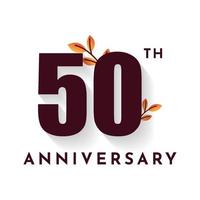 50 Years Anniversary with leaf illustration template design vector