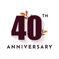 40 Years Anniversary with leaf illustration template design vector