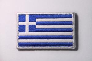 Macro photography of Greece flag photo