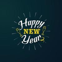 Happy new year with lettering composition and dark background vector