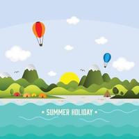 Summer beach holiday paradise background vector illustration