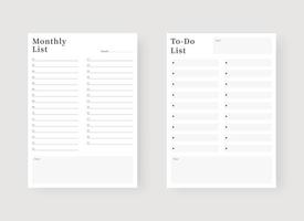 Monthly planner template. Set of planner and to do list. Modern planner template set. Vector illustration.