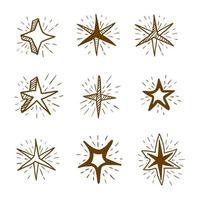 set of hand draw icon illustration shiny stars, sparkle stars, glitter stars vector