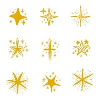 set of hand draw icon illustration shiny stars, sparkle stars, glitter stars