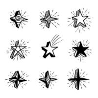 set of hand draw icon illustration shiny stars, sparkle stars, glitter stars vector