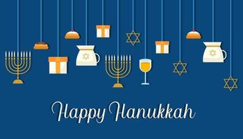 flat design happy hanukkah background concept vector