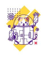 Cute Robot with Cat Cartoon Character Illustration vector