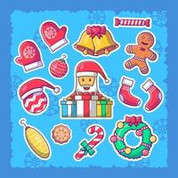 Cute christmas element stickers pack illustration vector