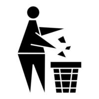 Tidy man or do not litter symbol. Keeping the clean. Glyph icon. Pitch in put trash in its place. Keep clean and dispose of carefully and thoughtfully vector