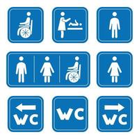 Restroom icons. Man, woman, wheelchair person symbol and baby changing. Male, Female, Handicap toilet sign. Glyph style. WC symbol