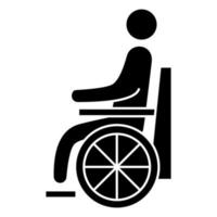 Handicapped patient icon. Wheelchair person symbol. Disabled man glyph vector icon. Can be used as a toilet sign or transport sign