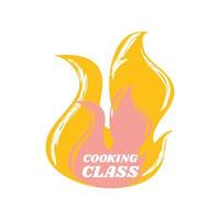 cooking class flame fire on white background vector