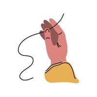 hand holds thread vector