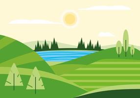 landscape hills river vector