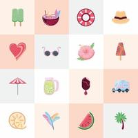 set summer cartoon vector