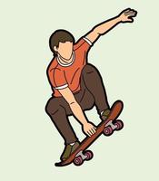 Skateboarder Playing Skateboard Action vector