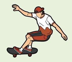 Skateboarder Playing Skateboard Extreme Sport Action vector