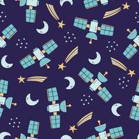 Cute childish seamless pattern of space vector