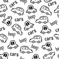 Car pattern. Doodle sketch style vector