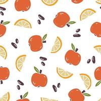 Seamless pattern of simple apple, orange vector