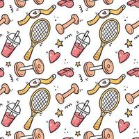 Hand drawn seamless pattern of fitness vector