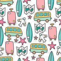 Hand drawn seamless pattern of travel vector