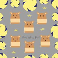Seamless doodle patterns playing volleyball with stars vector