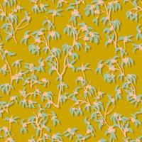 leaves dried branches vector seamless pattern. background for fabrics, prints, packaging and postcards branches with striped leaves vector seamless pattern. A hedge of twigs on a colored background