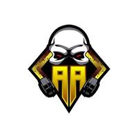 Initial AA logo design, Initial AA logo design with Gas Mask Style, Logo for game, esport, community or business. vector