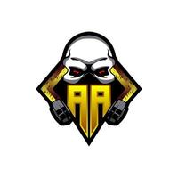 Initial AA logo design, Initial AA logo design with Gas Mask Style, Logo for game, esport, community or business. vector