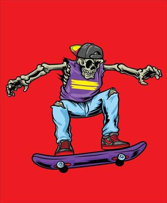 skull skateboard art