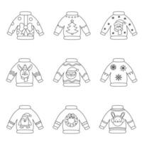 Collection of cute vector Christmas sweaters.