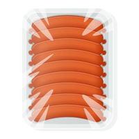 White plastic container for food. Packaging for meat and sausage. Vector illustration