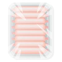 White plastic container for food. Packaging for meat and sausage. Vector illustration