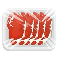 Fresh meat. Steak. A piece of meat in a vacuum pack. Pork and beef in a plastic tray. Vector illustration.