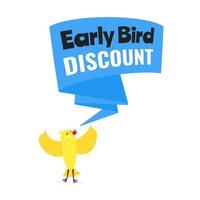 Early bird special offer discount sale event banner flat style design vector illustration.