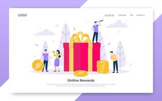 Online reward flat style design vector illustration landing page concept.