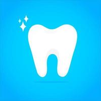 Teeth whitening icon flat style design vector illustration isolated on light blue background. White tooth protection dentist industry concept.