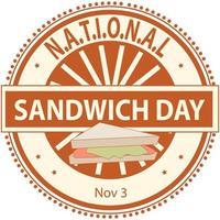 National Sandwich Day Sign vector