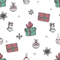 Christmas and Happy New Year seamless pattern with gift boxes. Cute holiday print. vector