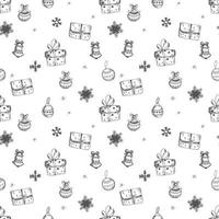 Christmas and Happy New Year seamless pattern with gift boxes. Cute holiday print. vector