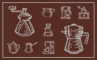 coffee brewing sketch vector