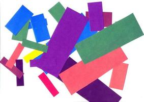 Paper application cut from colored with scissors photo