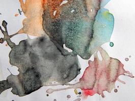 Watercolor illustrations drawn paints on white paper background photo