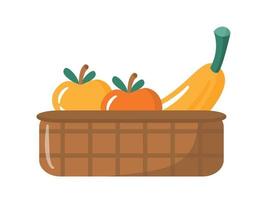 Fruits and vegetables box. Apples and squash in crate. Organic farm products, autumn harvest. vector