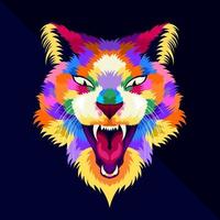 illustration colorful cat with pop art style vector